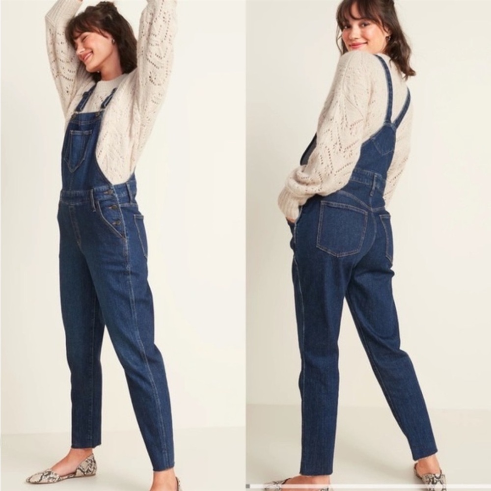 Old Navy Nikita Dark Wash Overalls 8